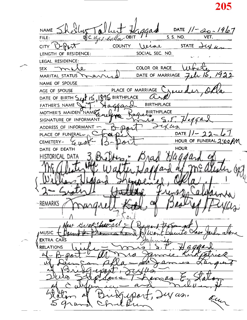 Funeral Records From Wise County Tx 1914 2001 With Last