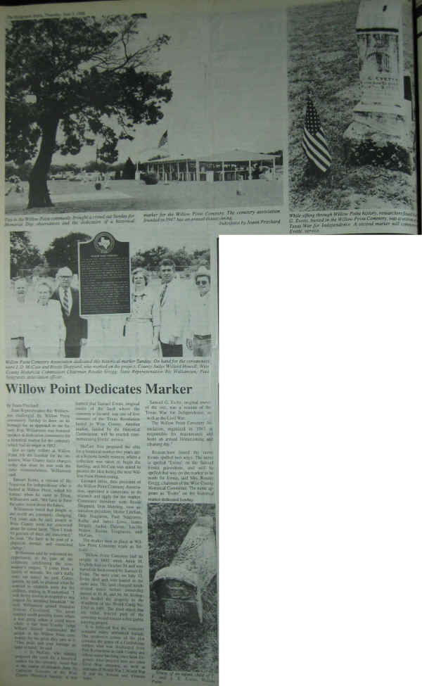 Willow Point Cemetery Marker 2 - 1988.jpg (509437 bytes)